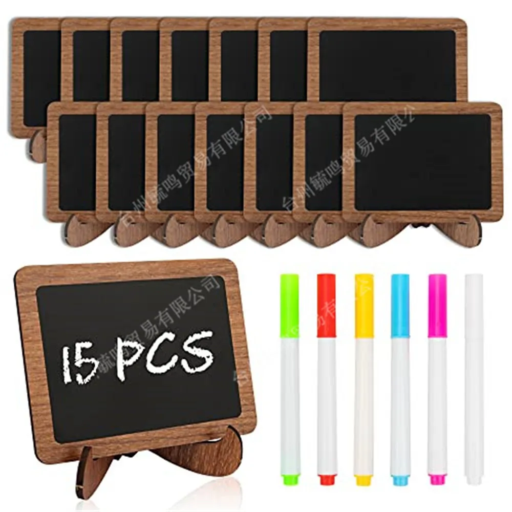 Mini Chalkboard Signs, Small blackboard Labels with Easel Stand, Wooden Blackboard for Table Numbers