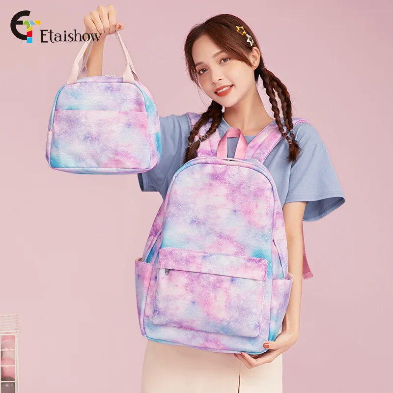 New printing Three pieces backpack set quality for girls waterproof book bags for school