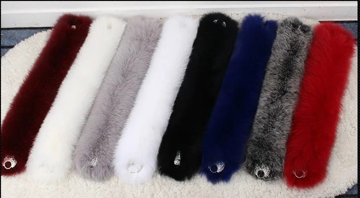 Современный популярный женский плотный теплый шарф с помпонами из натурального кроличьего меха