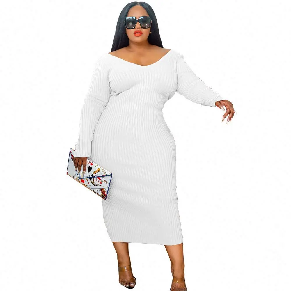 Autumn Plus Size One Piece Fat Xl-5Xl Women Solid Summer Clothing For Adult Dress New trends