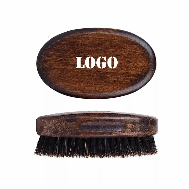 Top selling wholesale Custom Logo Beard Styling Brush 100% Boar Bristle Beard Brushes Beech Wooden Moustache Care Brush For Men