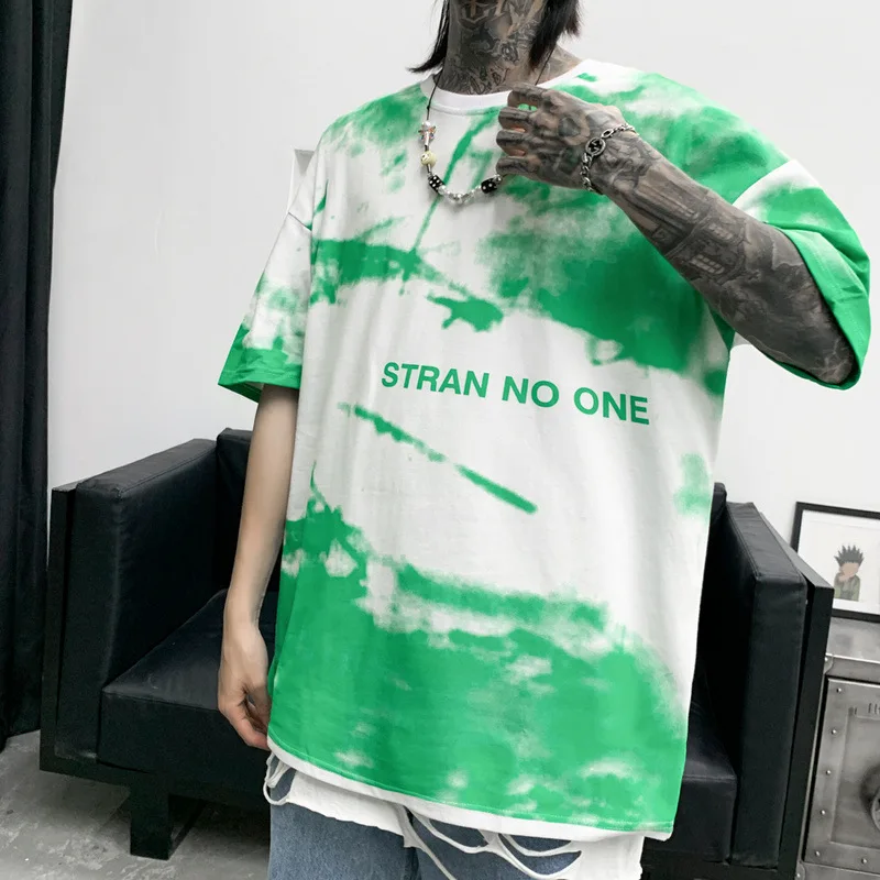 YIZHIQIU 2020  High Quality Hip Hop Tye Dyed Designers Men T Shirt Cotton