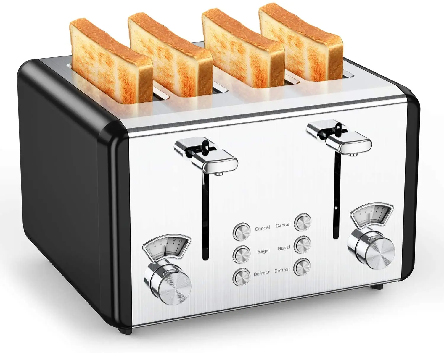 4 Slice Extra Wide Slot Bread Begal Toaster Good Motor to Bake Evenly Reheat Defrost Shade Electric Conveyor Toaster