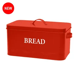 Metal Kitchen Food Storage Box 5pc Bread Bin And Tea Coffee Sugar Biscuit Canister Sets
