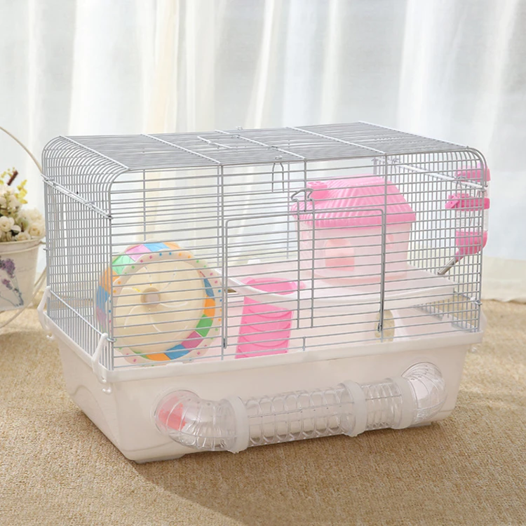 Amazon Hot PP Plastic Accessories Iron Wire Small Large Cheap Luxury Hamster Villa Cage