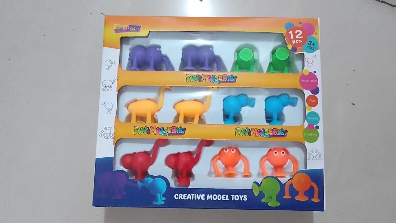 2023 Hot Sale Suction Happy Toys Babies Kids Soft Silicone Stress Set Building Blocks Fun Toys