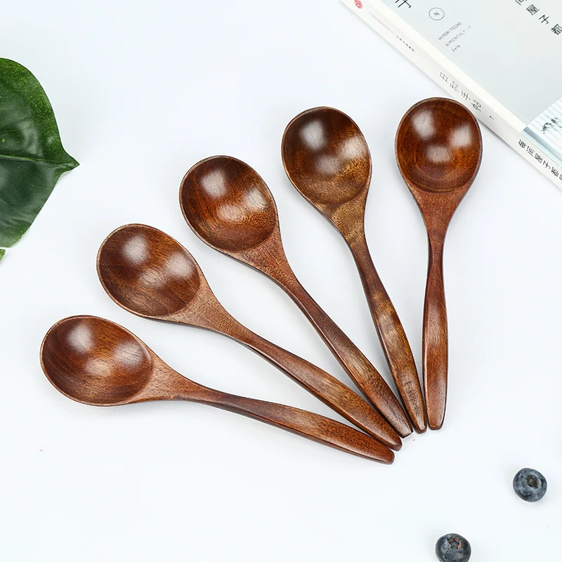 7 inches/18x4.4 cm Long Handle Natural Wooden Small Coffee Mixing Spoons Honey Milk Tea Spoons