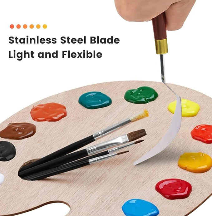Professional Wood Stainless Steel Paint Knife Set Spatula Palette Knife For Oil Painting
