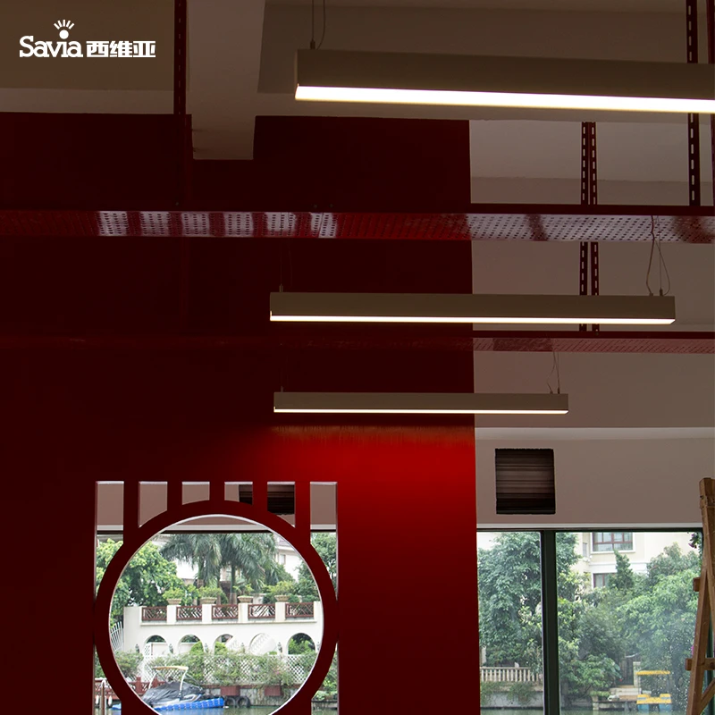 
Savia Aluminum 4 feet Anti-Glare Suspended Pendant Linear Light Acrylic Cover Decorative Dinning Room Lighting 