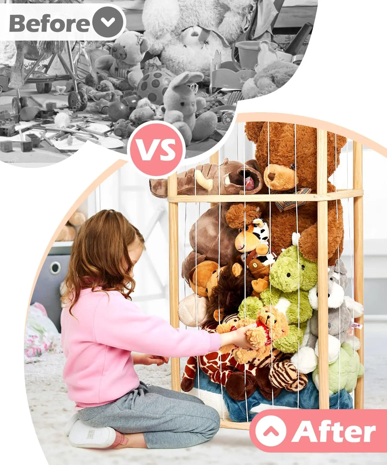 Toy Cage  Kids Nursery Play Room Bedroom Display Corner Wooden Stuffed Animal Cage Extra Large Stuffed Animal Zoo Storage