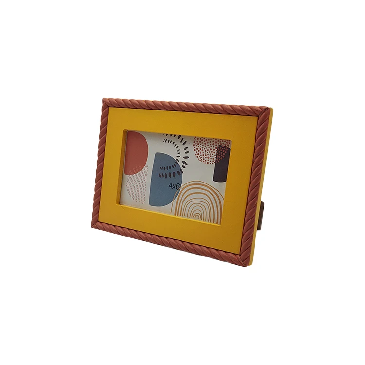 Picture Frames 4x6 inch Pack of 3 Piece in Plastic Glass MDF Shallow Orange Color Frame, Display Pictures 4X6