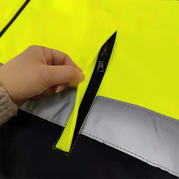 360 Reflective Stripe Long Sleeve Zip Three Pockets Green Orange Black Safety Apparel Jackets