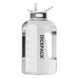 1 gallon water bottle with straw  Gym sports bottle with Measurement  Large Water Jug  with handle wholesale