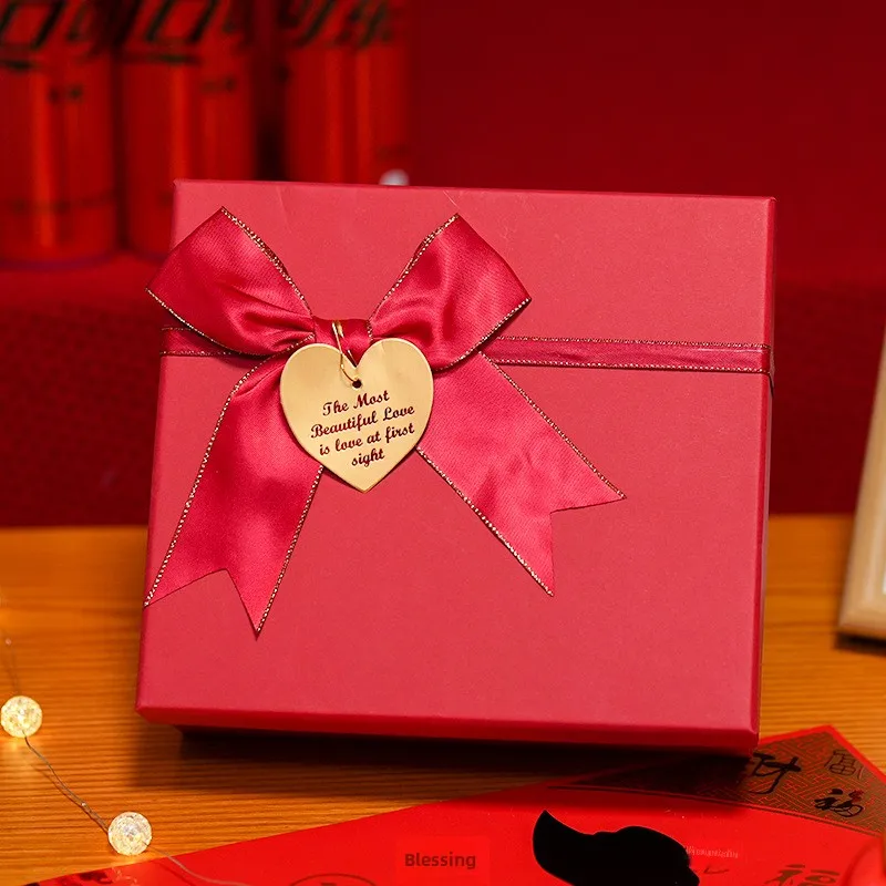 Becan Stock Red Gift Box  Heaven and Earth Cover Festive Packaging for Wedding Candy Candle Wholesale Souvenir Boxes