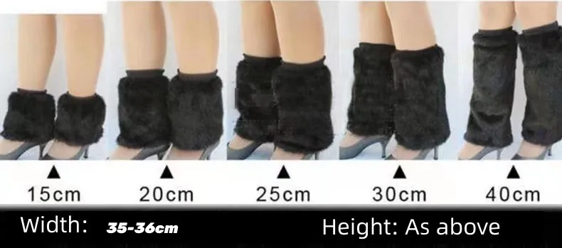 PDEP Imitation fur boot covers hairy fall and winter plush leggings kneecap  long fox hair shoe covers