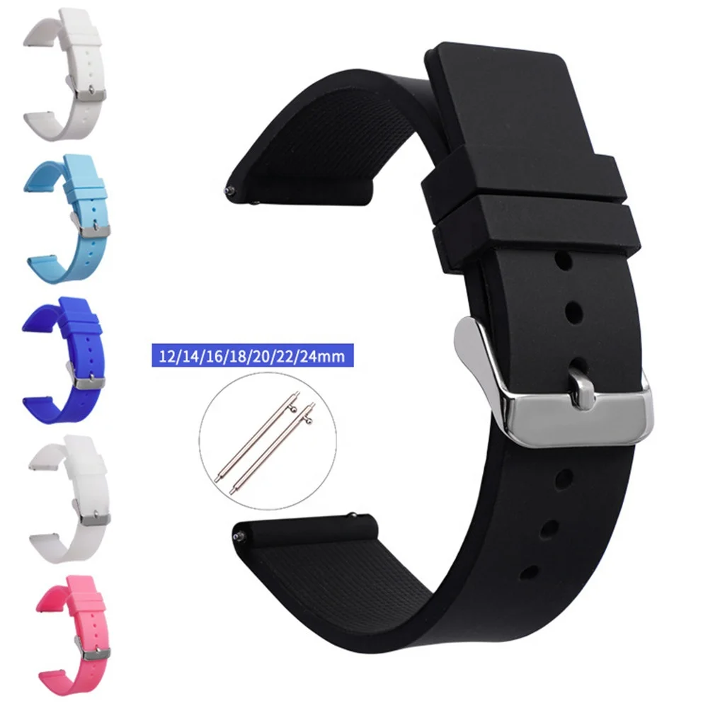 12 141 6mm 18mm 20mm 22mm 24mm Quick Release Bar Silicone Sport Band Strap Watchband Bracelet for Samsung Huami Huawei Watch