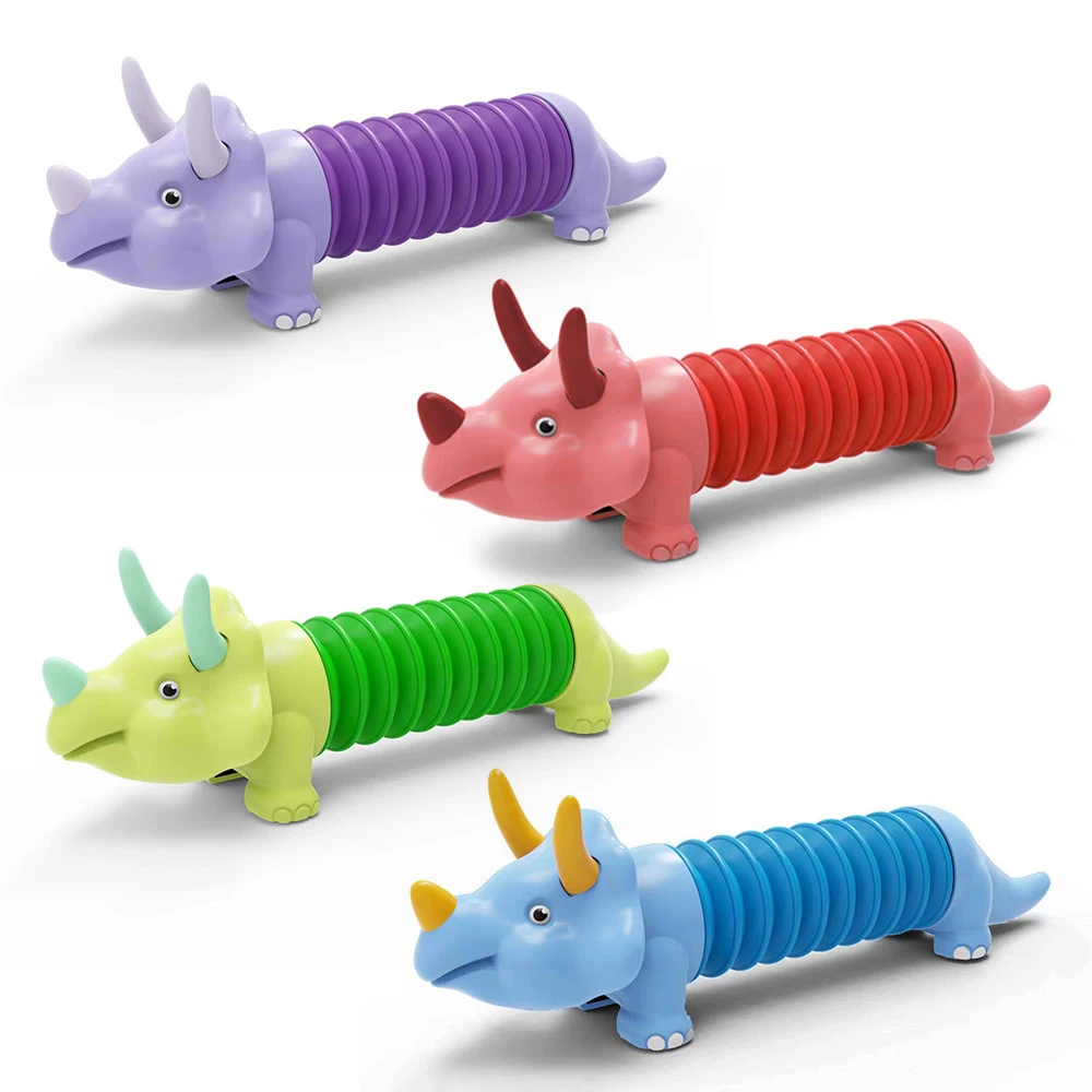 Pop tubes animal fidget toys Dinosaur Dog giraffe dolphin shark crocodile newest stretch pipe fidget pop tube toy for kids