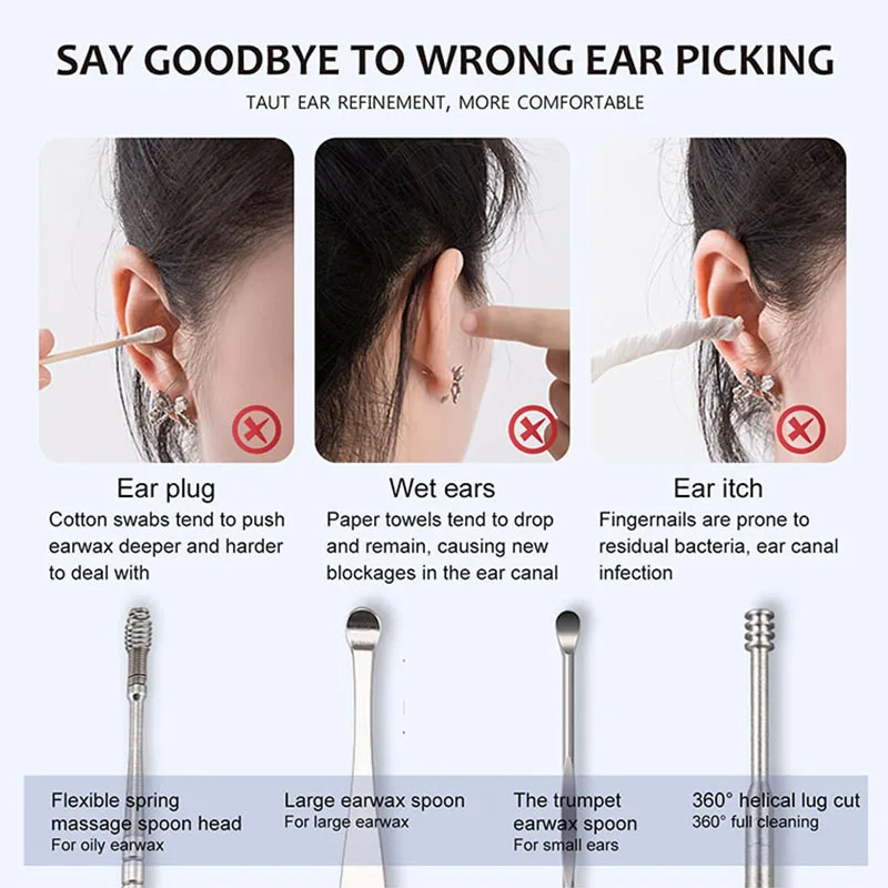 Набор инструментов для чистки ушей из нержавеющей стали 6