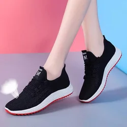2023China Factory Seller casual shoes lady black mesh sneakers Rope Shoelaces flat shoes women 2023