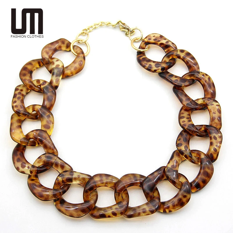 New Fashion Luxury Vintage Chunky Collar Necklace Geometry Acrylic Pendant Statement Necklace