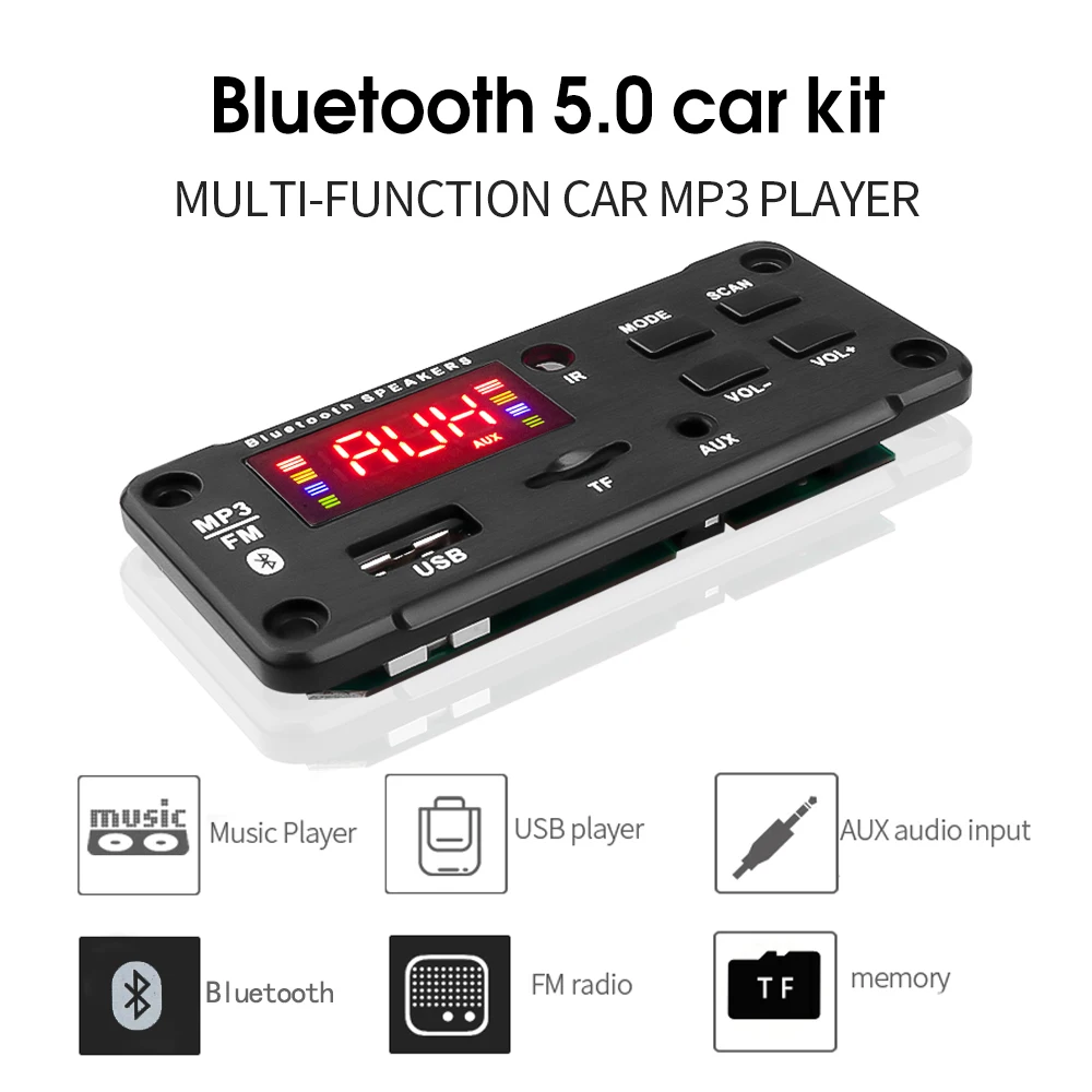 Digital Audio Player USB SD FM AUX Music Wireless MP3 Big Color LED Decoder Board Module