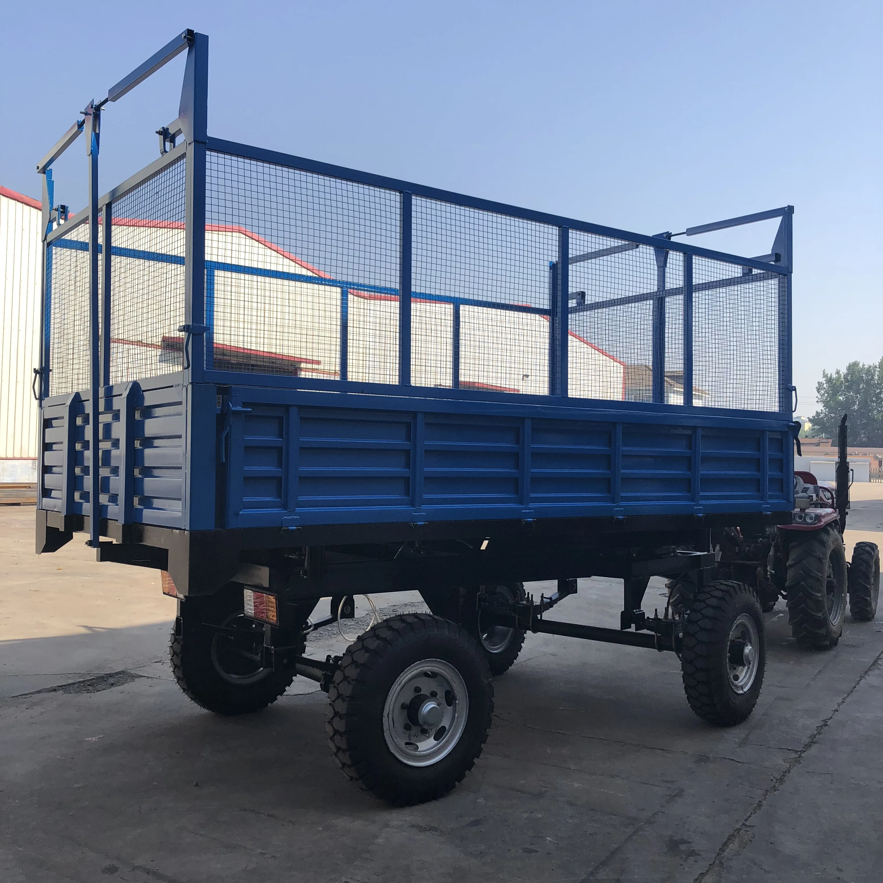 Best Factory Supply 1-13Tons 4 wheels Agricultural Tipping Trailer Tractor Mounted Trailer Left and Right Dump Farm Trailer