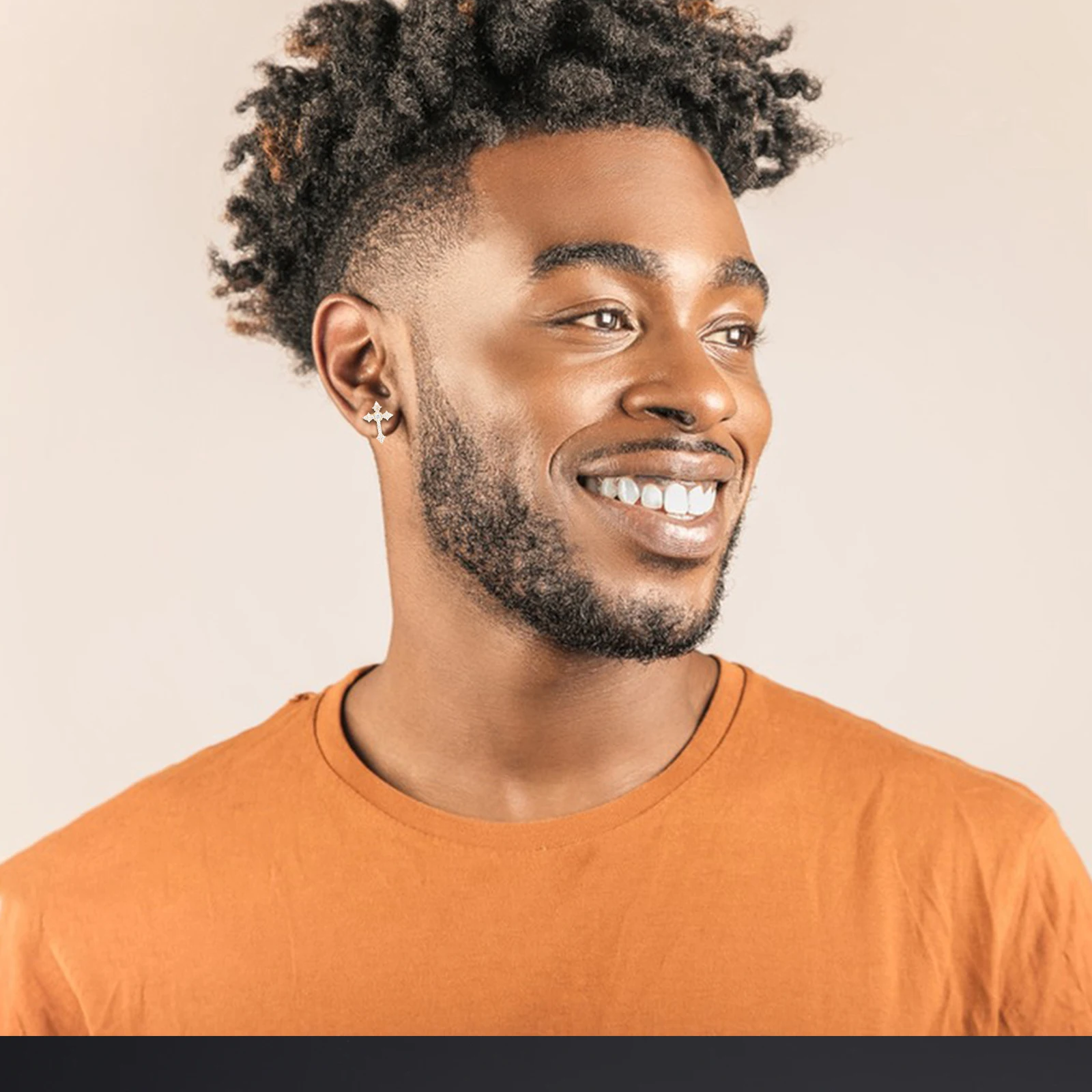 Religious Jewelry Christian Push Back 925 Sterling Silver VVS Moissanite Diamond Iced Out Tapered Cross Stud Earrings For Men