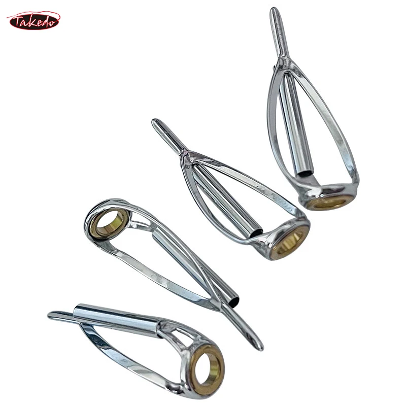TAKEDO TN75-1 5sets Spinning Medium Fishing Rod Guide StainlessSsteel Bracket Ceramics Rings DIY Fishing Rod Accessories