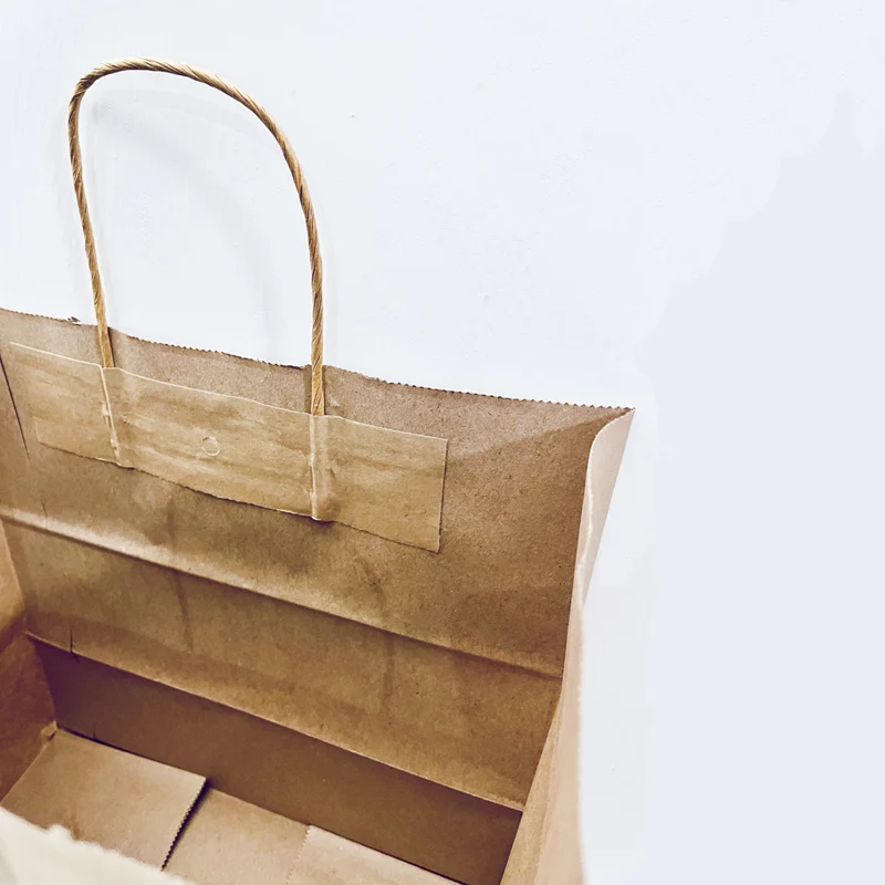 Custom Printed Your Own Logo cardboard packaging White Brown Kraft Gift Craft Shopping Paper Bag With Handles