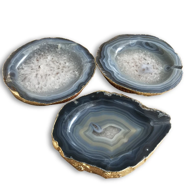 China Factory Wholesale High Quality Gemstone Agate Quartz Stone Coffee Table Tray