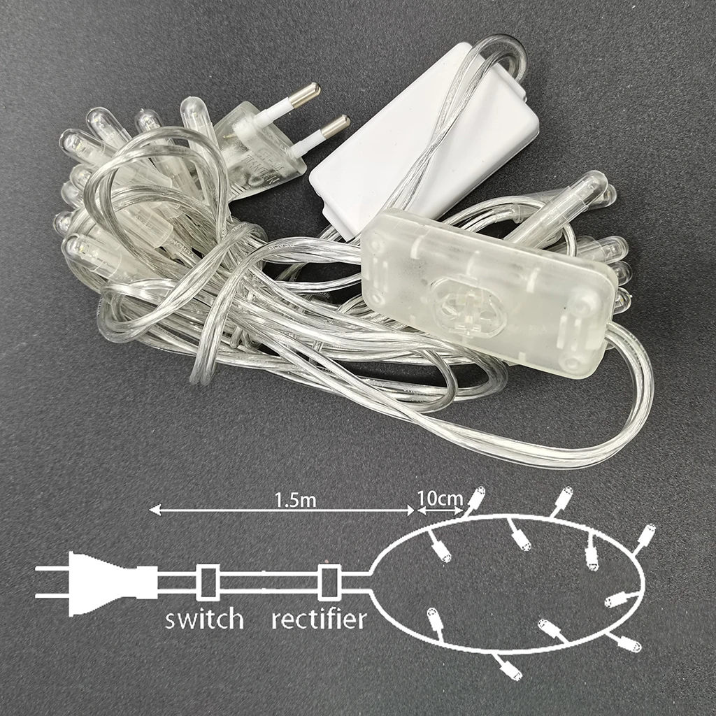 GS standard indoor circular light chain with 20 LED in warm white string light with switch