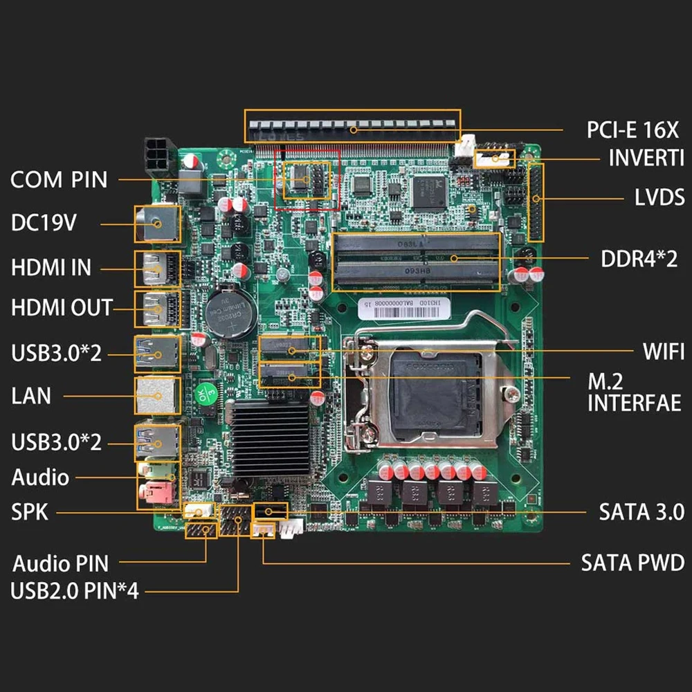 H310 LGA1151 SATA3.0 M.2 PCI-E 16X HD VGA DDR4 USB3.0 Gigabit Ethernet Mini PC ITX Motherboard for i3 i5 i7 6th 7th 8th 9th CPU