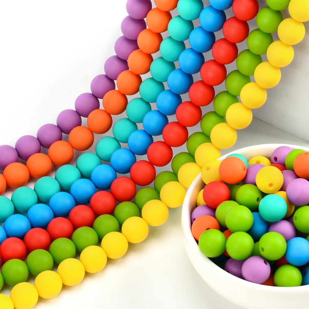 Factory Wholesale BPA Free Food Grade Silicone 9/12/15/19/22mm Accessories Bulk Round Loose  Silicone Opal Beads