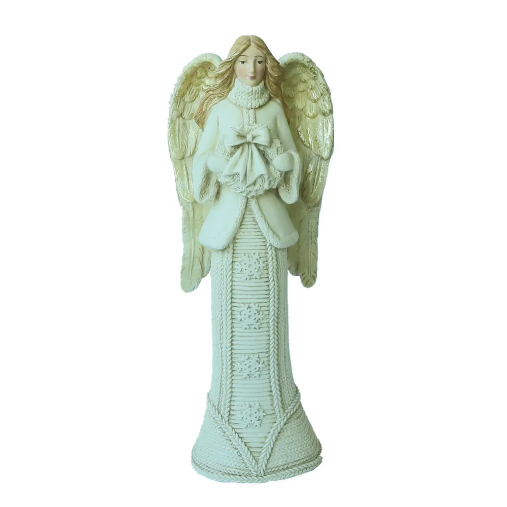 Statue Figurines Resin Wing Angel Figurine Models with Wreath Whole Sale Resin Hand Painted Resin 12 Inch RELIGIOUS SCULPTURE