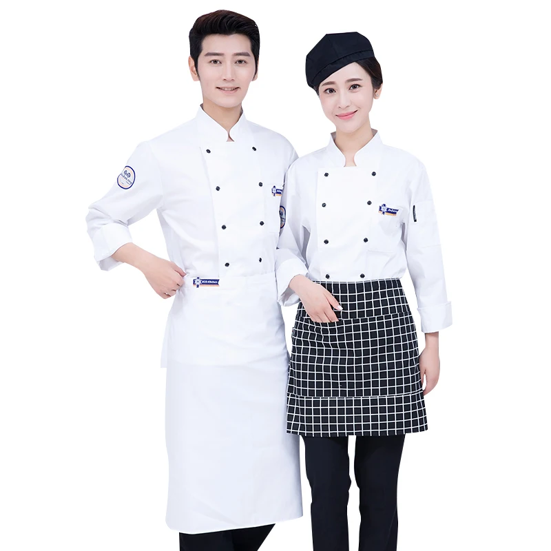 Long Sleeve Chef Clothes Uniform Restaurant Kitchen Cooking Chef Coat Waiter Work Jackets Professional Uniform Overalls Outfit