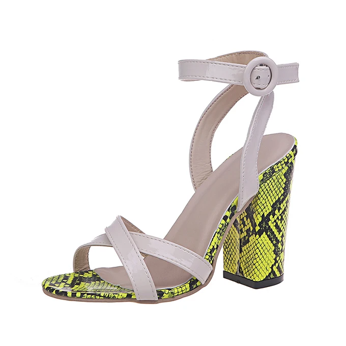 Wholesale snake skin printed beautiful girls latest high heel for ladies