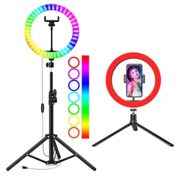 High quality live broadcast 10 inch beauty makeup rgb colour led selfie ring fill light