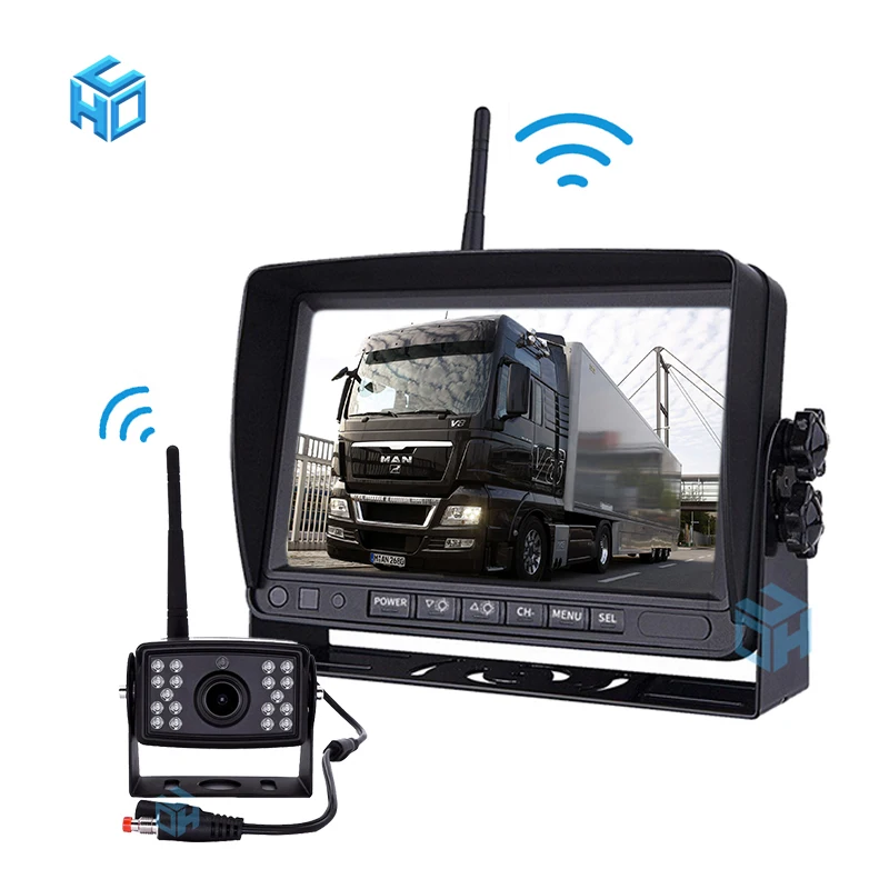 Wireless Car Backup Camera 7 Inch Monitor Kit Waterproof Night Vision Rear Side View RV Truck Pickup Van Camper Reversing Use