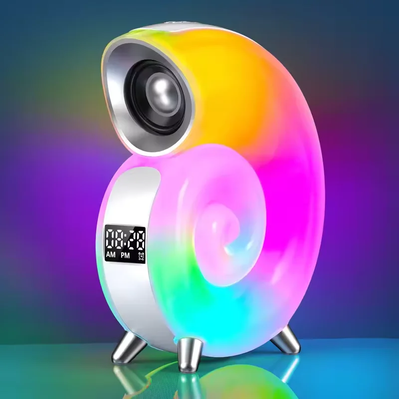 LED White Noise Alarm Clocks Colorful Table Lamp with Bluetooth Speakers Atmosphere Conch Music Light