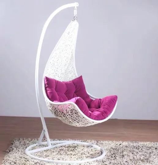 Wholesale Basket Steel Wicker Rattan Swing Seat Furniture Patio Chair Swing Egg Chair with European Standard