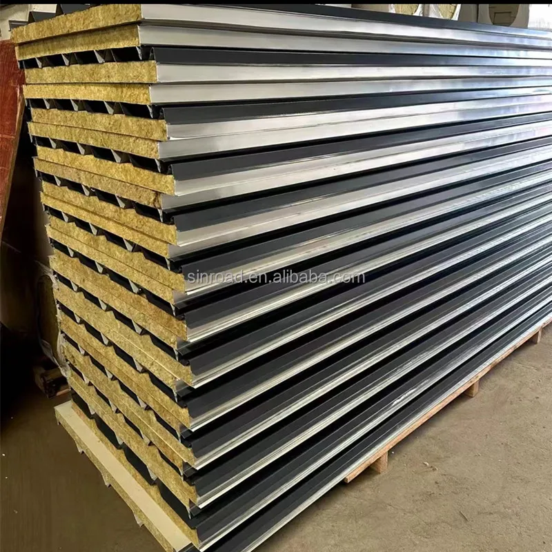 Thermal insulation Fireproof rock wool sandwich panel for roof and wall partition