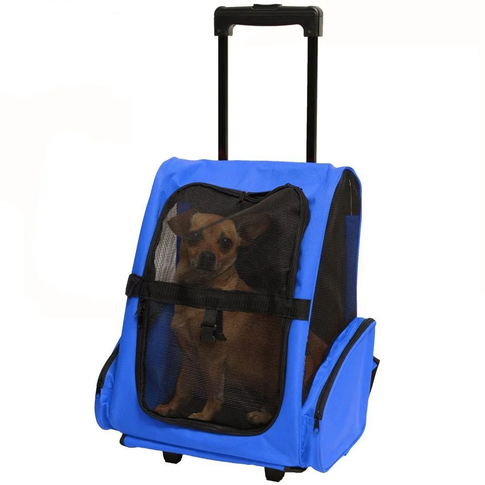 Foldable Luggage Bag Backpack Pet Trolley Bag Carrier With Wheels Dog Air Travel Bag