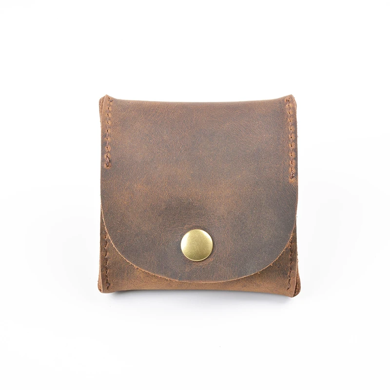 Handmade Genuine Leather Mini Coin Purse Retro Drawstring Wallet Money Key Dice Pocket Storage Bag