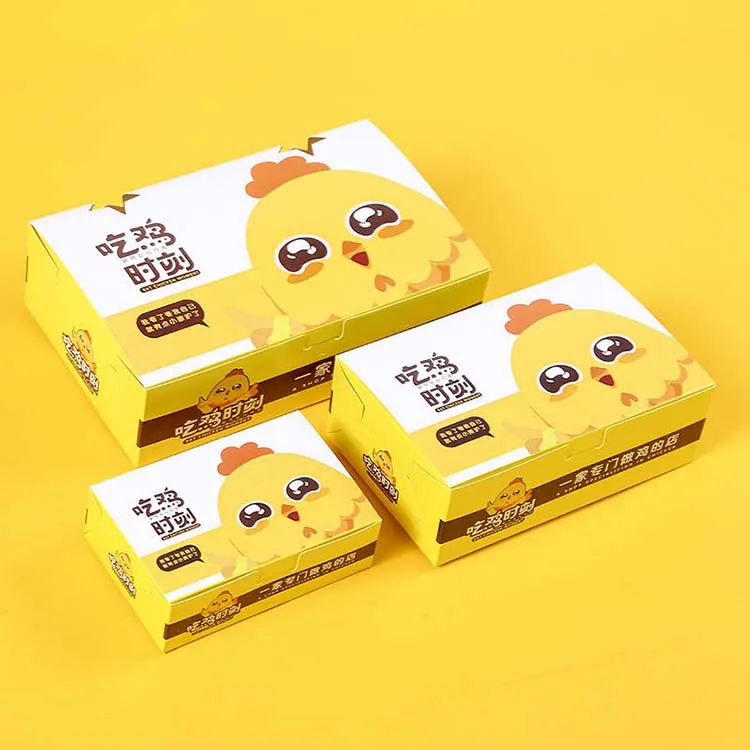 Customized Wholesale Size Disposable Take Away Fried Chicken Cardboard Containers Food Packaging Paper Boxes