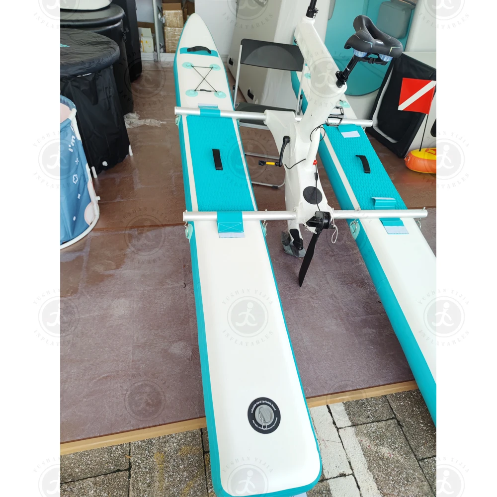 New Design Inflatable Single Water Bike Pedalo Pedal Boat Floating Bicycle For Sale