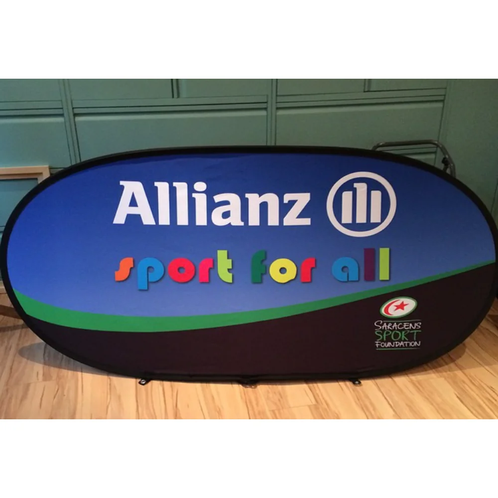 Easy to assemble Oval Side Court Banner Custom Designed Pop Up A Frame Banner for Advertising