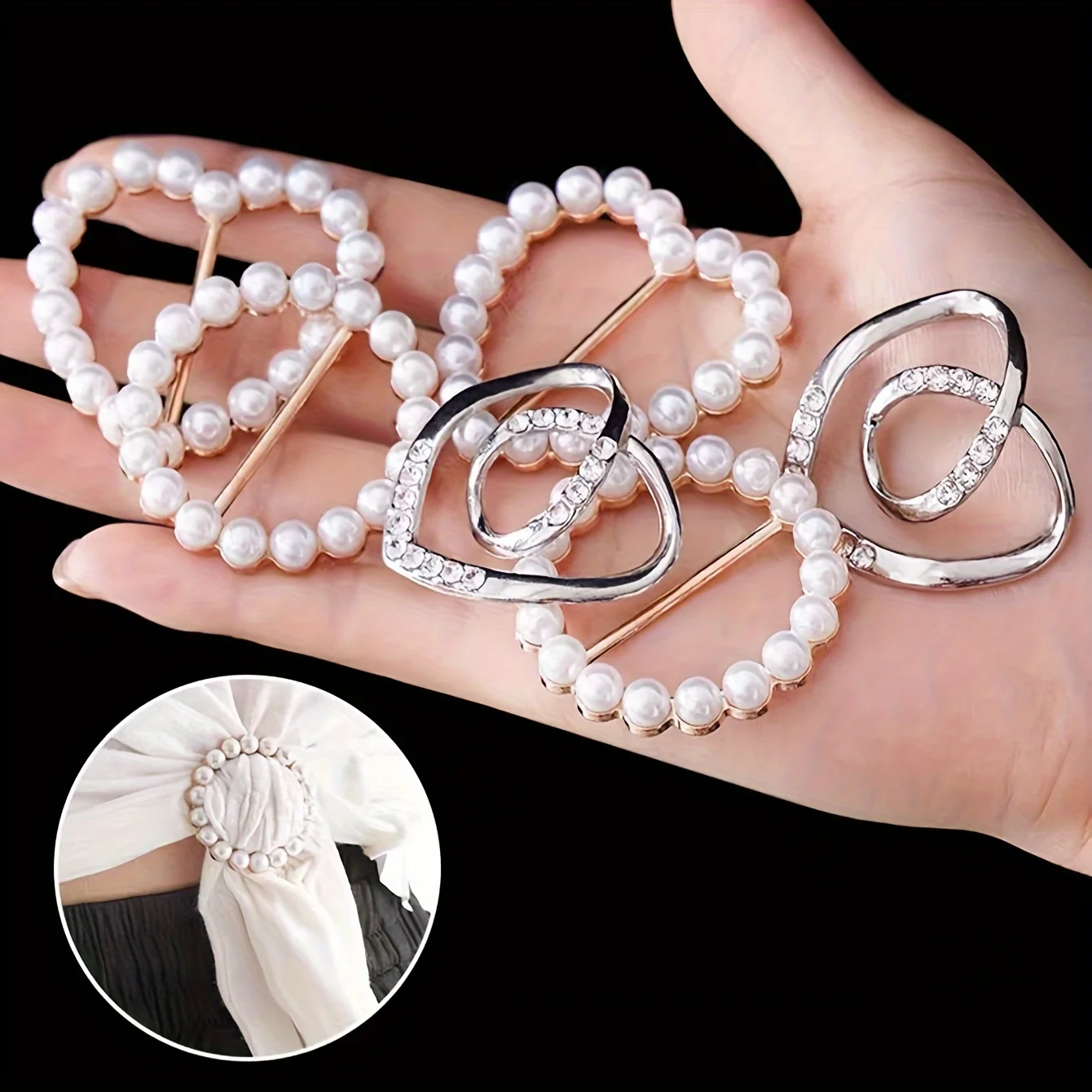 Custom Trend Rhinestone Zinc Alloy Clothing Accessories T-Shirt Tie Ring Clips Scarf Tie Clip Buckle for Women