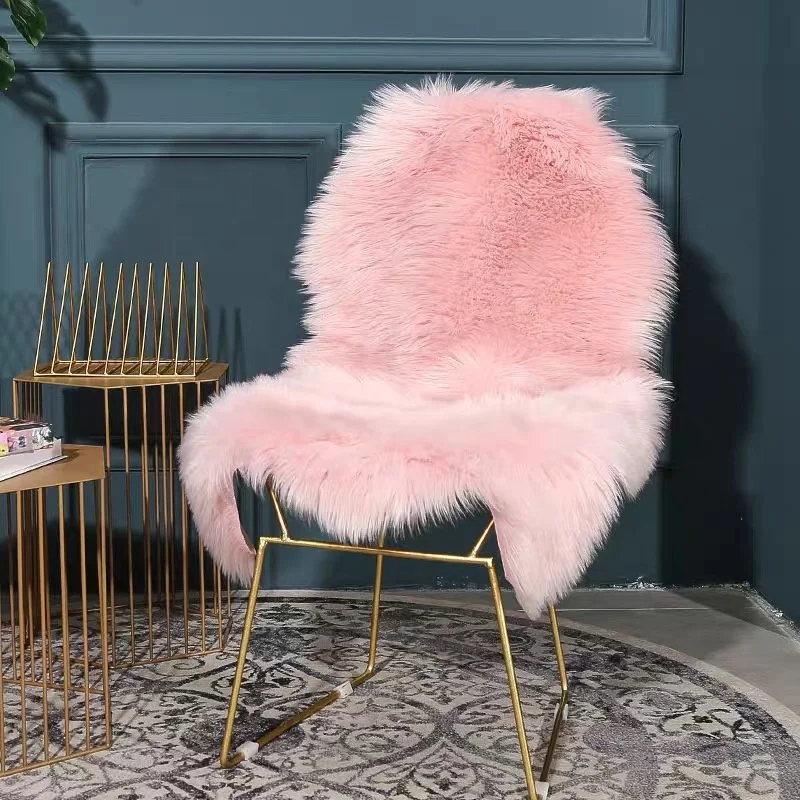 Pink Soft Faux Sheepskin Fur Area Rug Luxury Fluffy Rug for Sofa Bedroom Living Room Nursery Shaggy Chair Cover Seat Pad