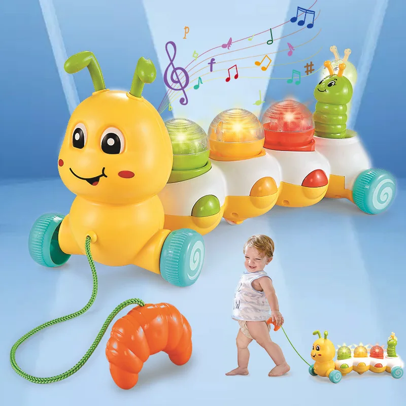 2024 Baby Funny Animal Educational Baby Toys Electric Walking Animal Insect Pull Line Toys For Toddler With Light And Music