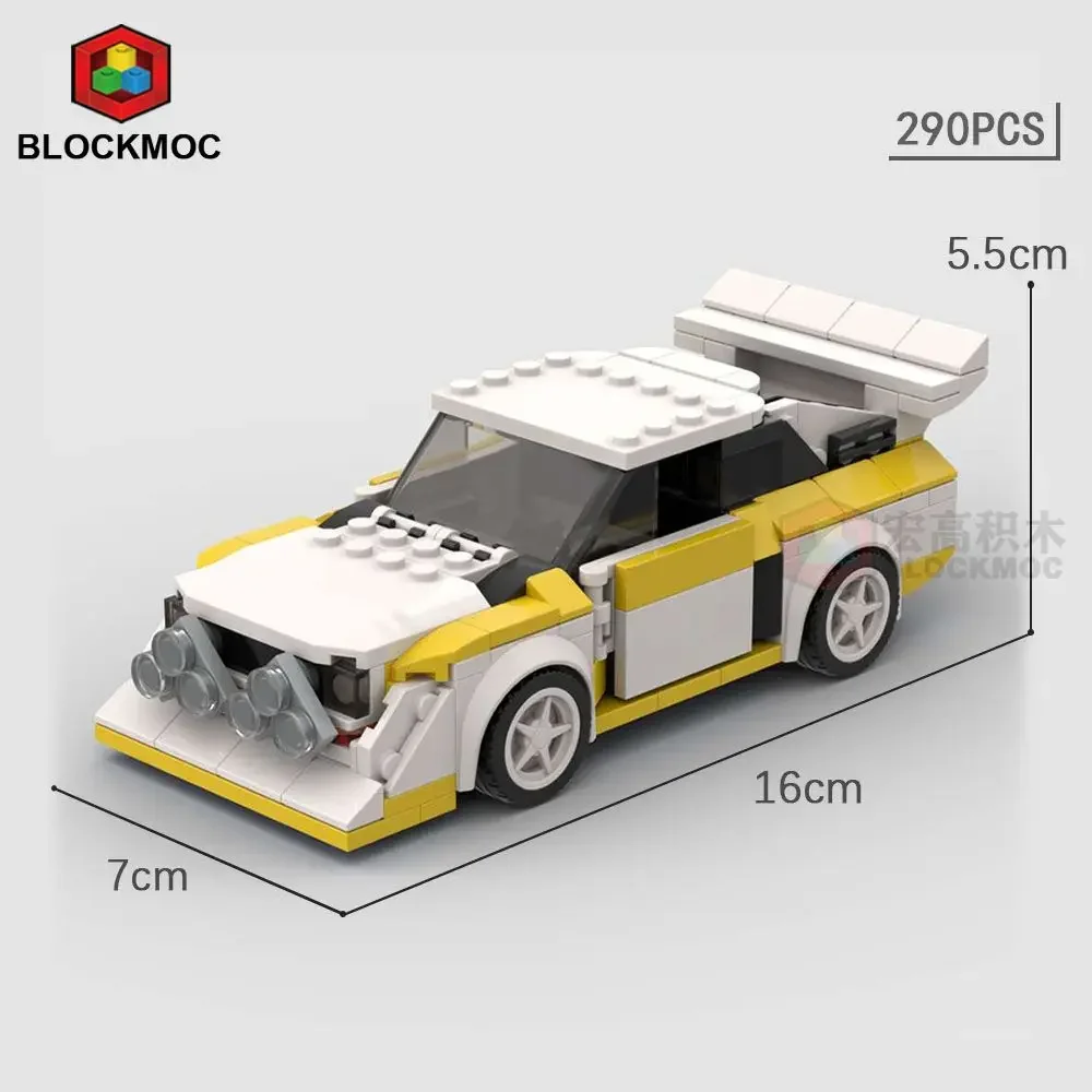 MOC Brick Audied Quattro S1 Racing Sports Car Vehicle Speed Champion Racer Building Blocks Technology Cars Garage Toy for Boys